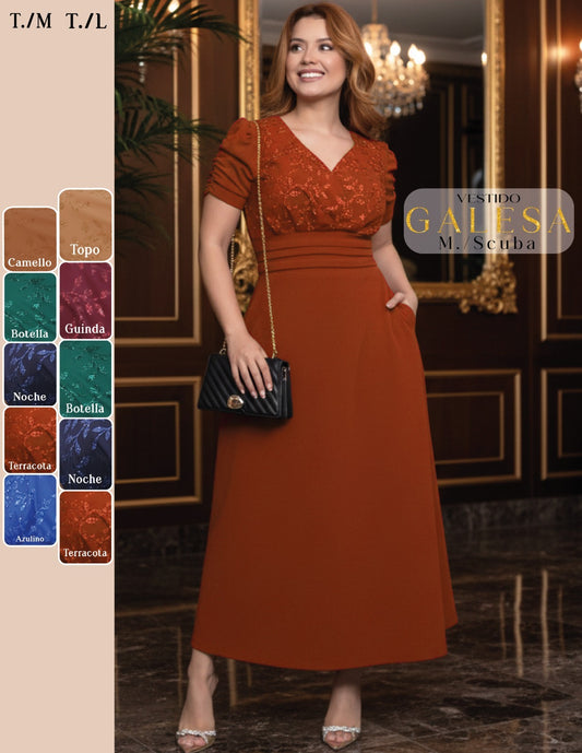 VESTIDO DE FIESTA TERRACOTA